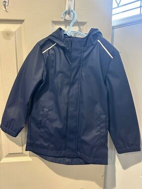 Cat & Jack Navy Hooded Raincoat with Reflective Trim